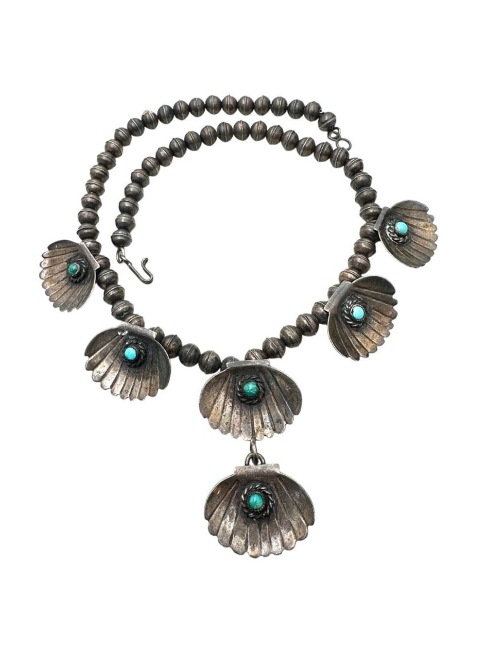 Vintage Native American K Yazzie Pendant Necklace Turquoise Sterling Silver